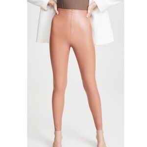 Commando Women Patent Faux Leather Leggings Small Nude High Waisted Stretch Pant